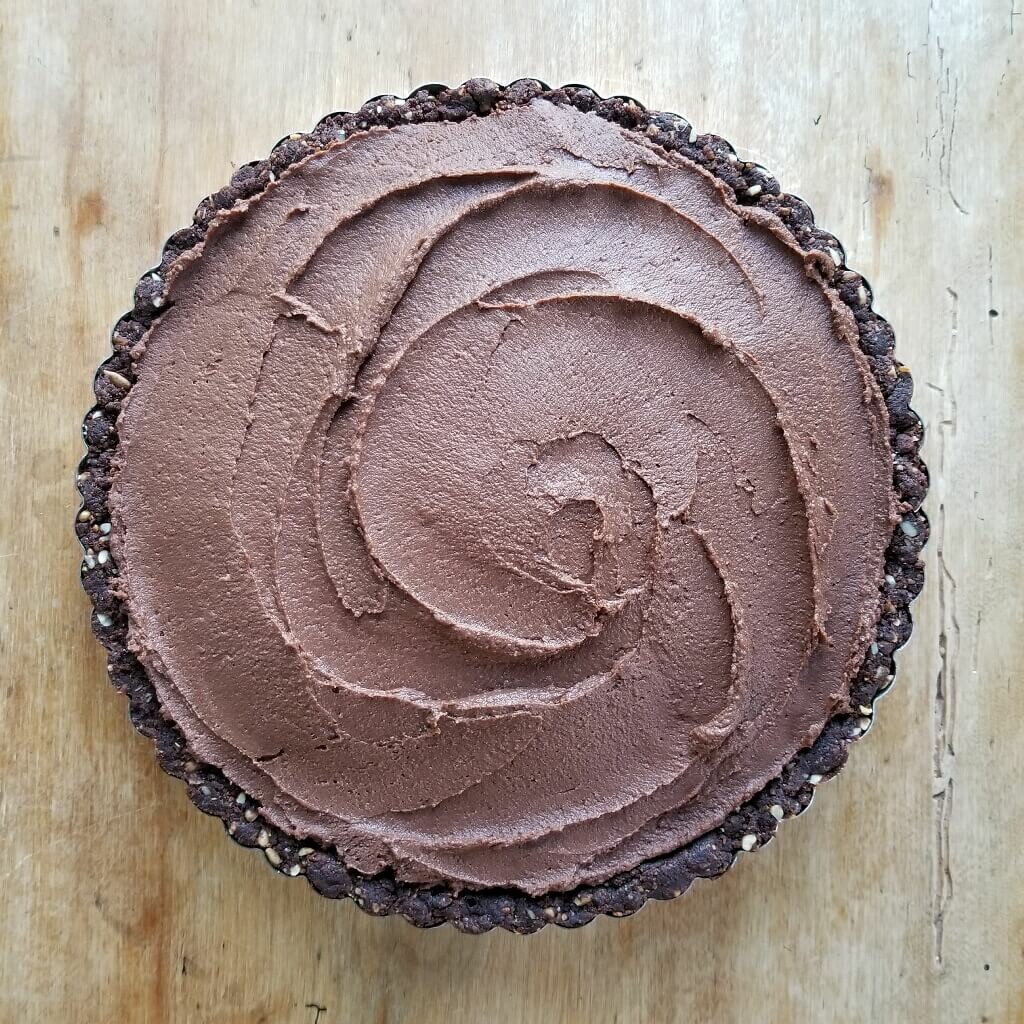 Gluten-Free Chocolate Cream Pie in a Choomi Dark Chocolate Brownies Pie Crust