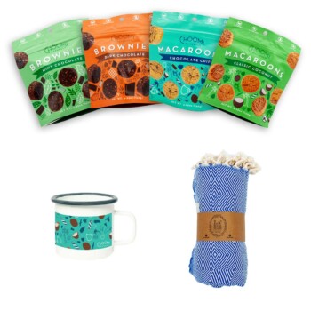 Choomi Snacks, Choomi Tin Mug, and Blanket